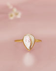 Handcrafted Teardrop Pet Hair Gold Ring