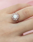 Handcrafted Breastmilk Sunburst Ring with Diamond Halo