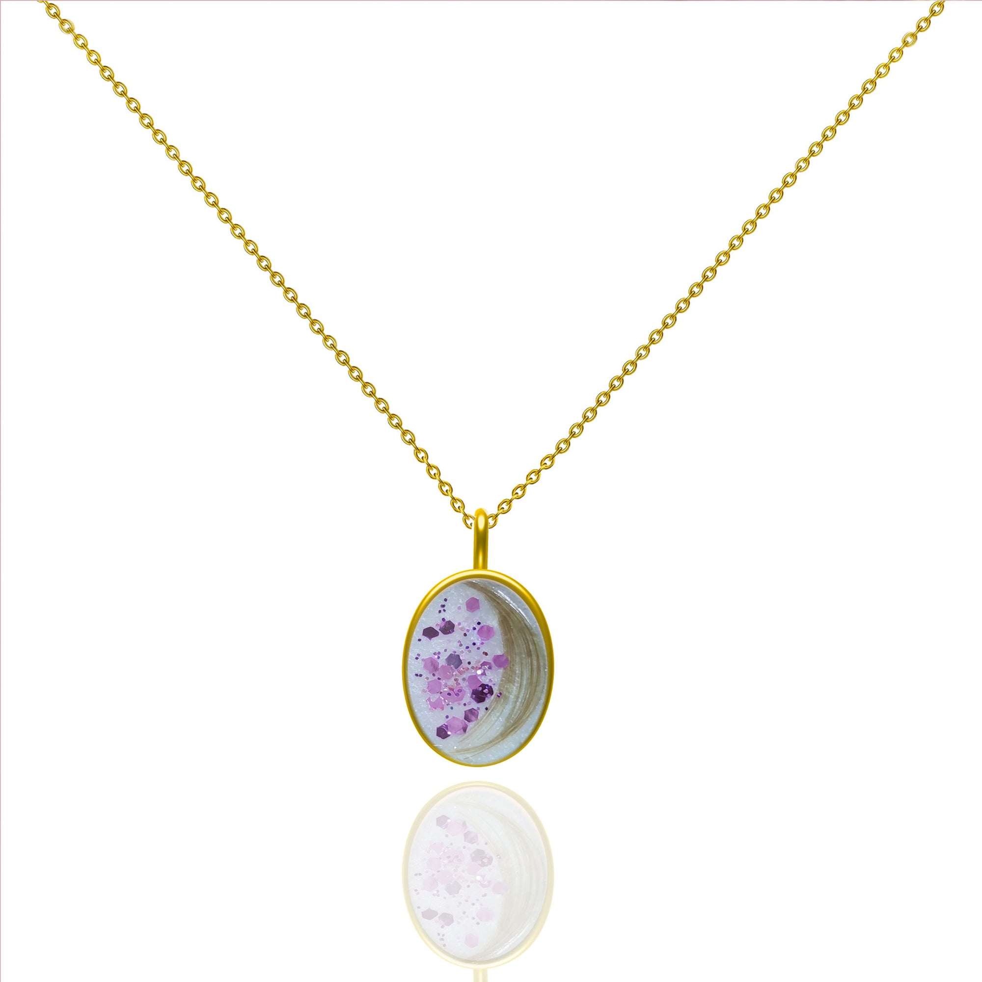 Heartfelt Gift: Oval Hair & Fur Gold Necklace