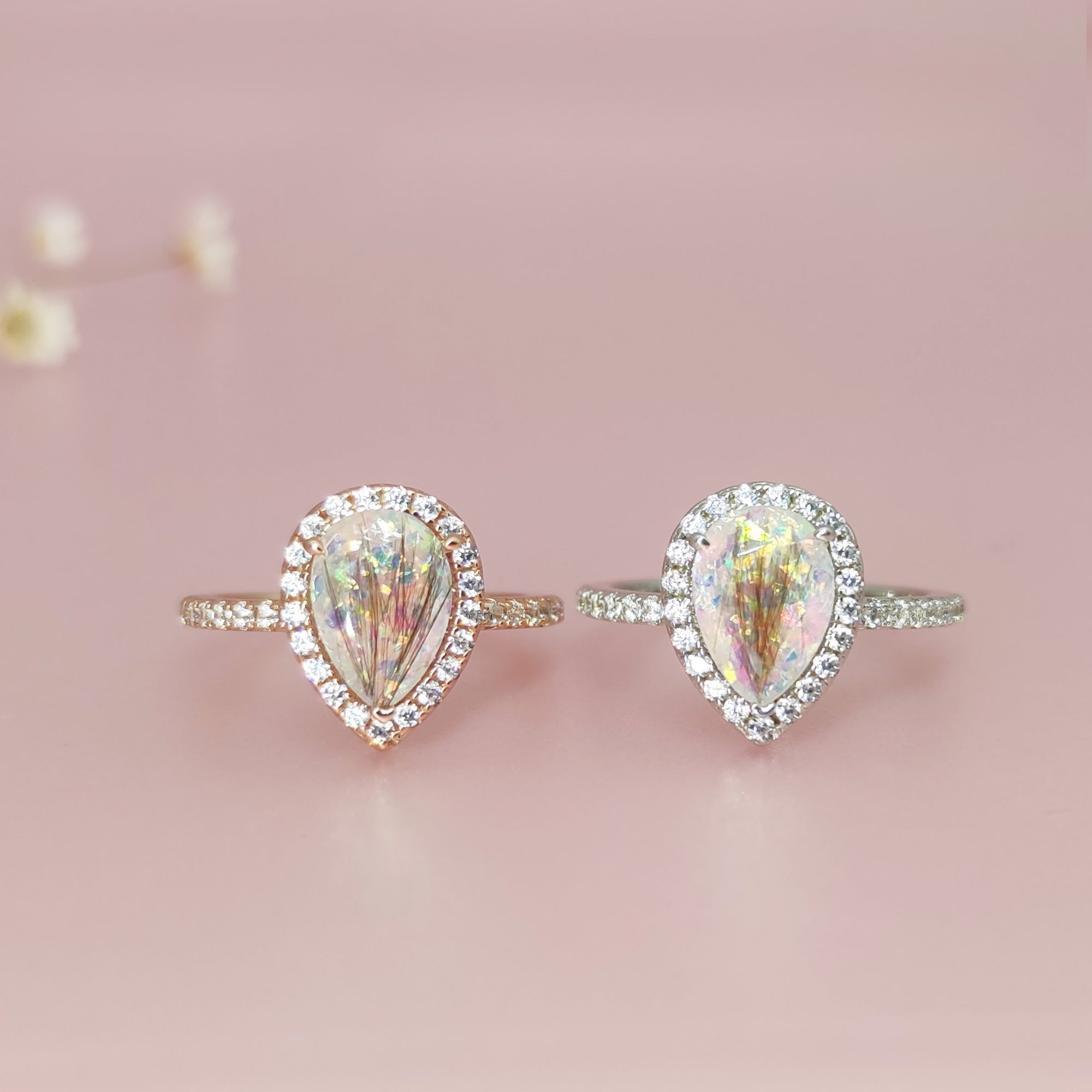 Memorial Teardrop Pet Hair Gold Ring - Unique Keepsake