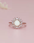 Handcrafted Breastmilk Sunburst Ring with Diamond Halo