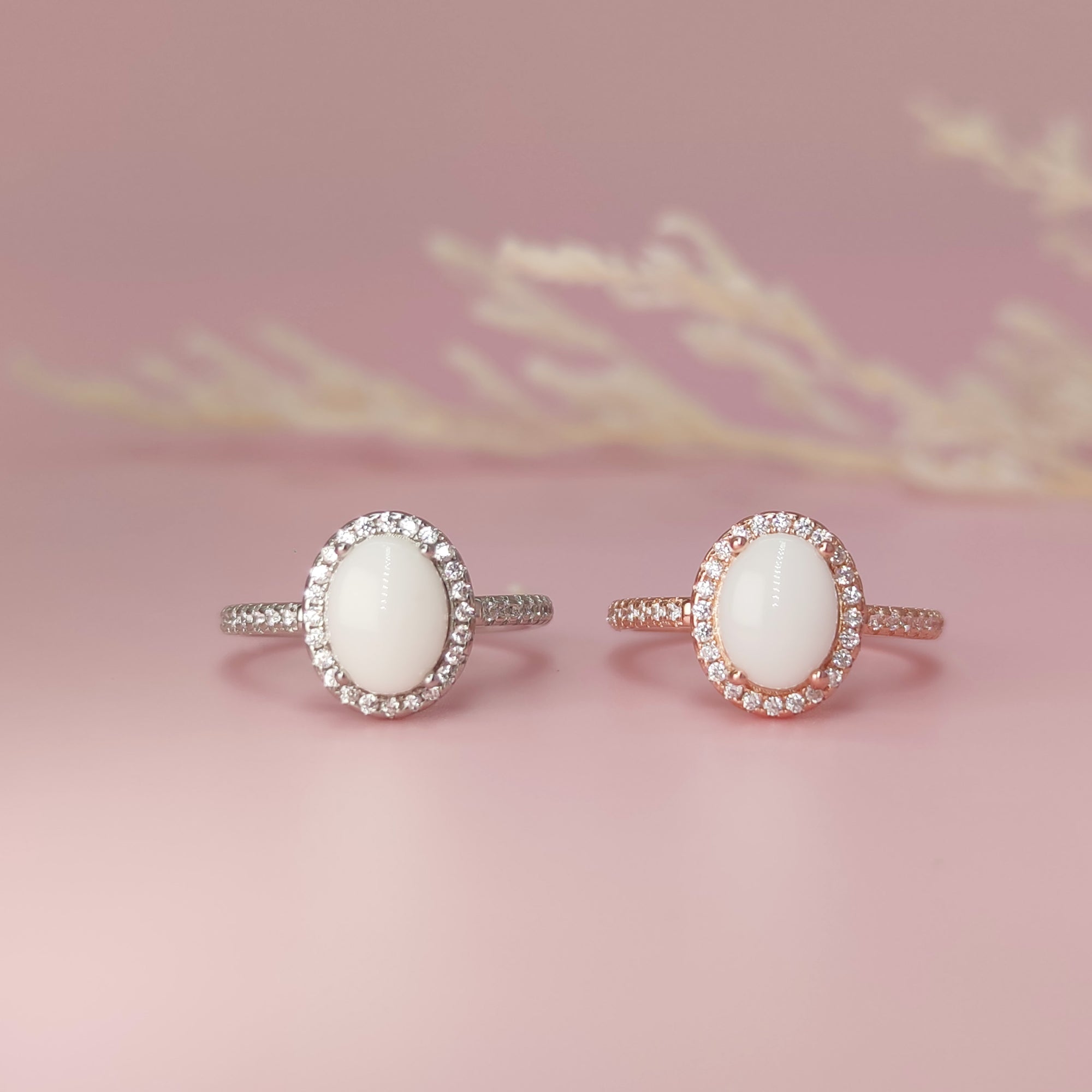 Personalized Breastmilk Ring with Diamond Halo