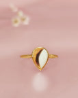 Handcrafted Teardrop Pet Hair Gold Ring