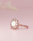 Handcrafted Breastmilk Sunburst Ring with Diamond Halo