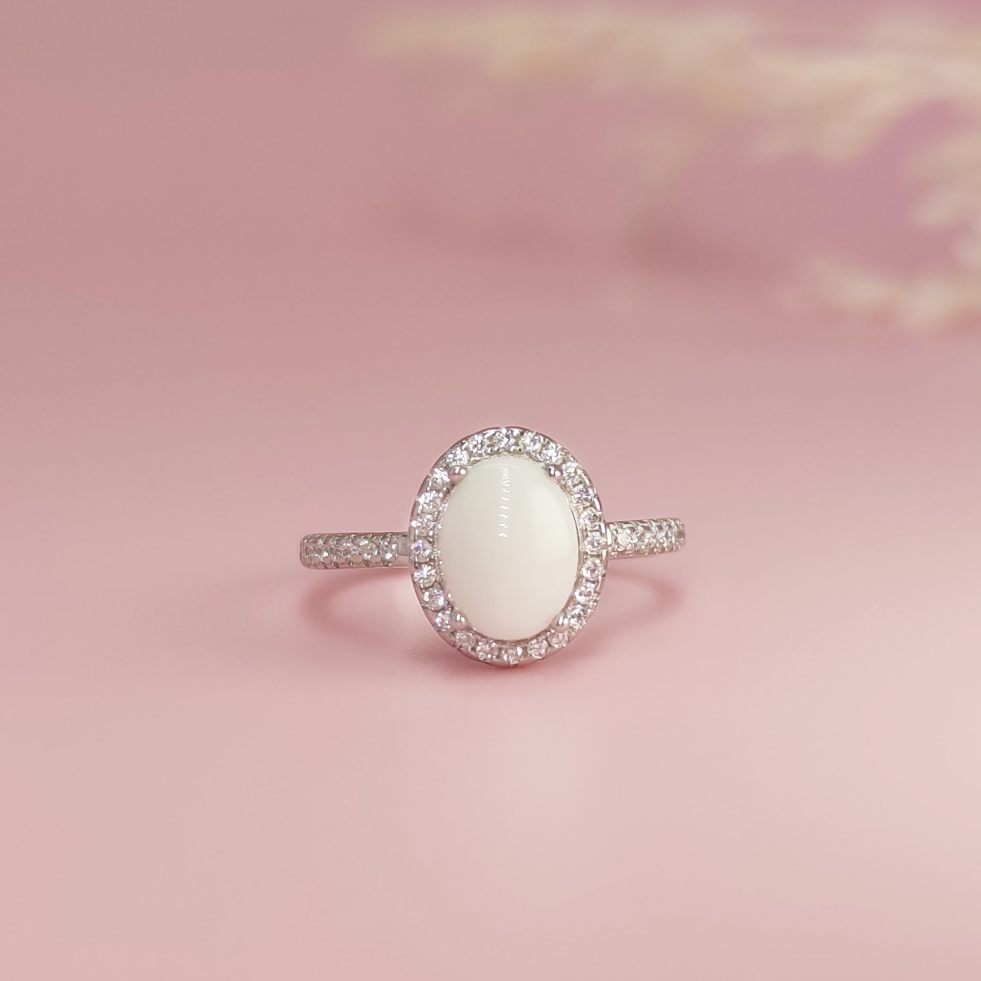 Personalized Breastmilk Ring with Diamond Halo