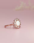 Handcrafted Breastmilk Sunburst Ring with Diamond Halo