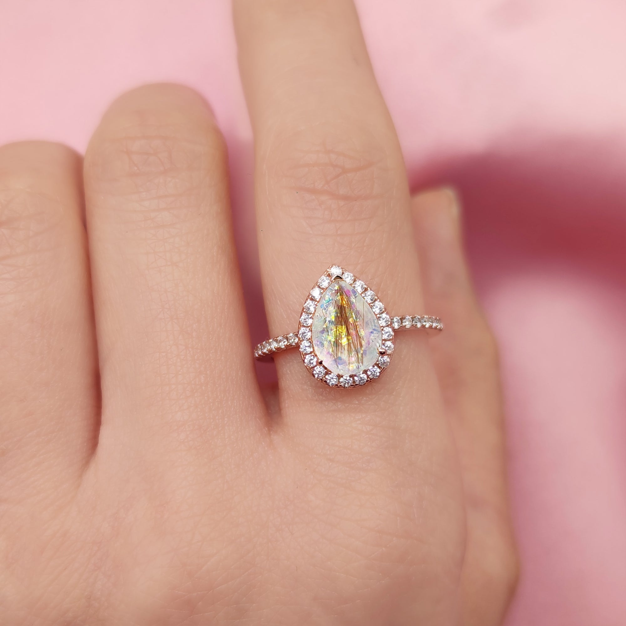 Memorial Teardrop Pet Hair Gold Ring - Unique Keepsake