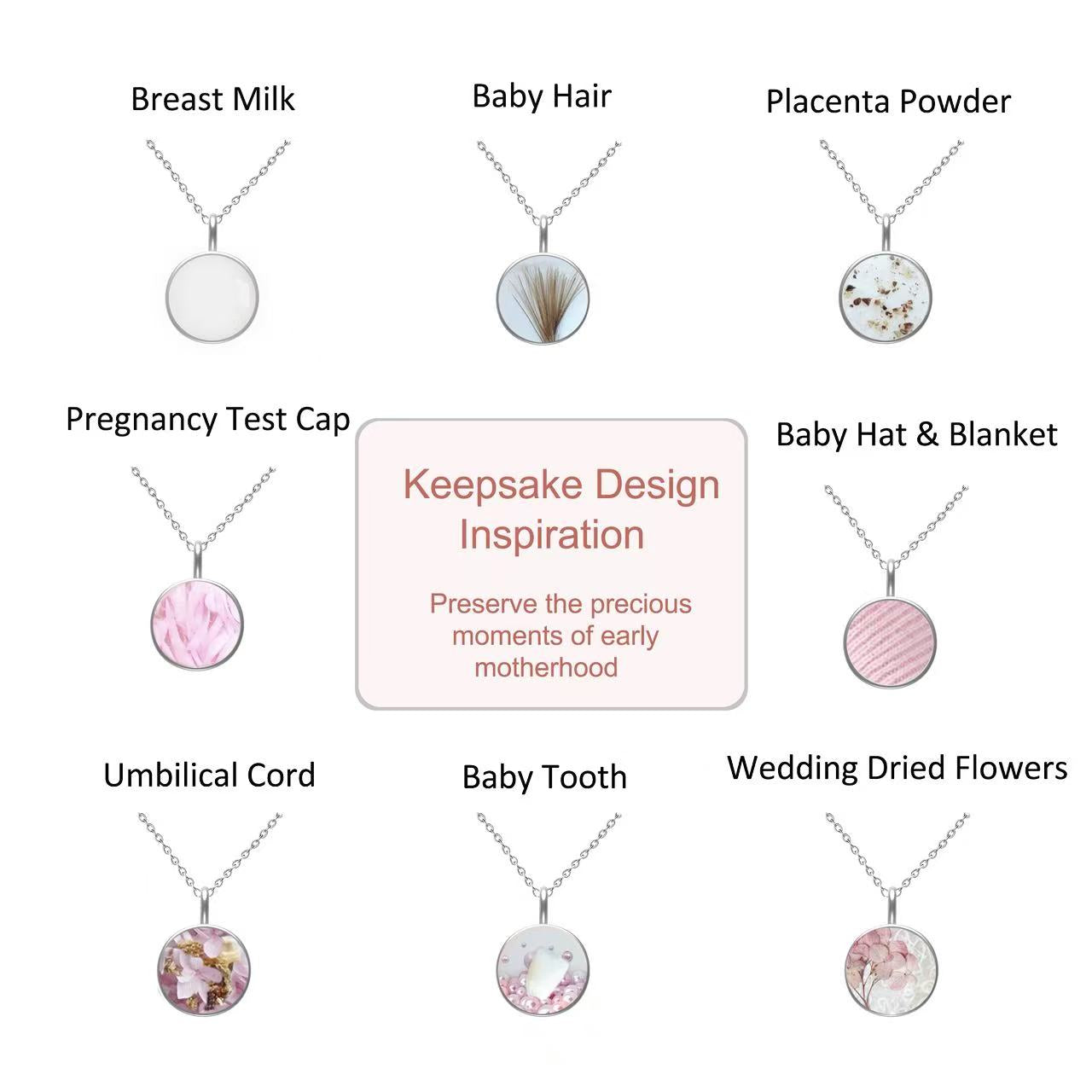 a necklace with different types of necklaces on it