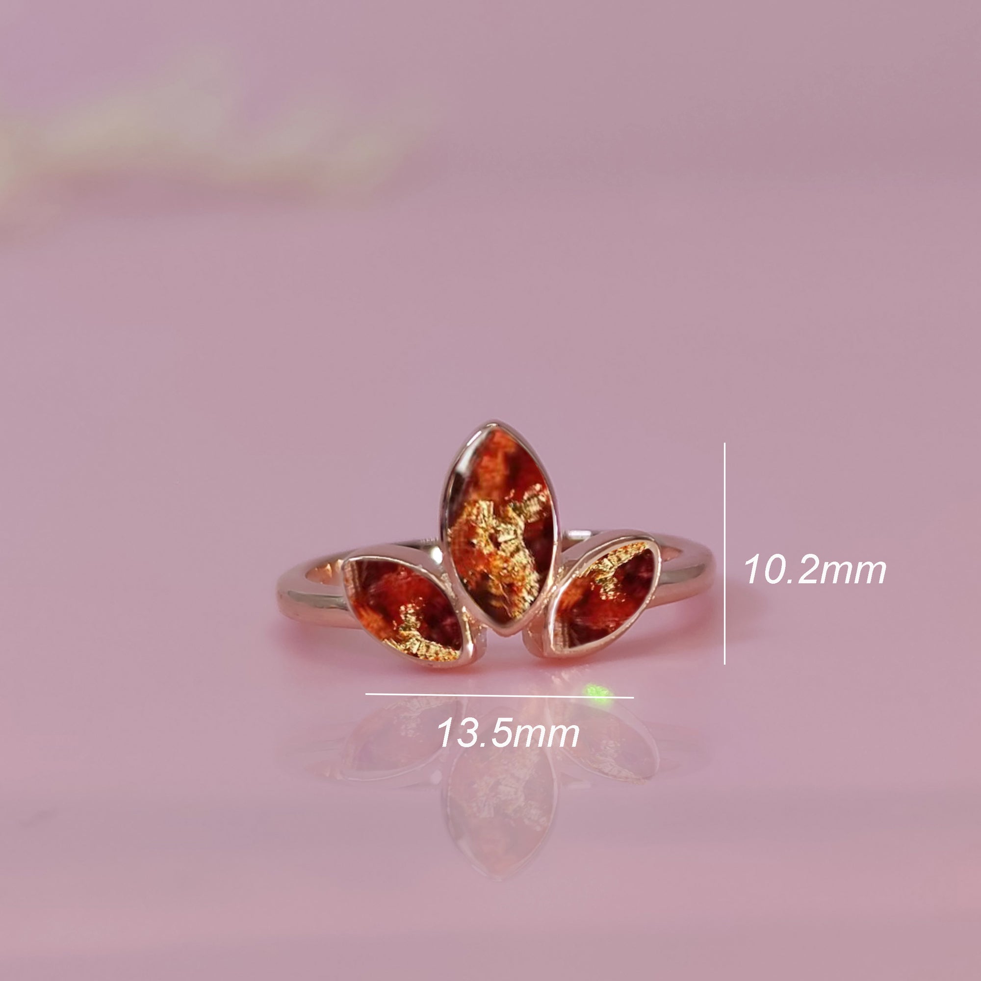 Personalized Clover Flower Solid Gold Ring