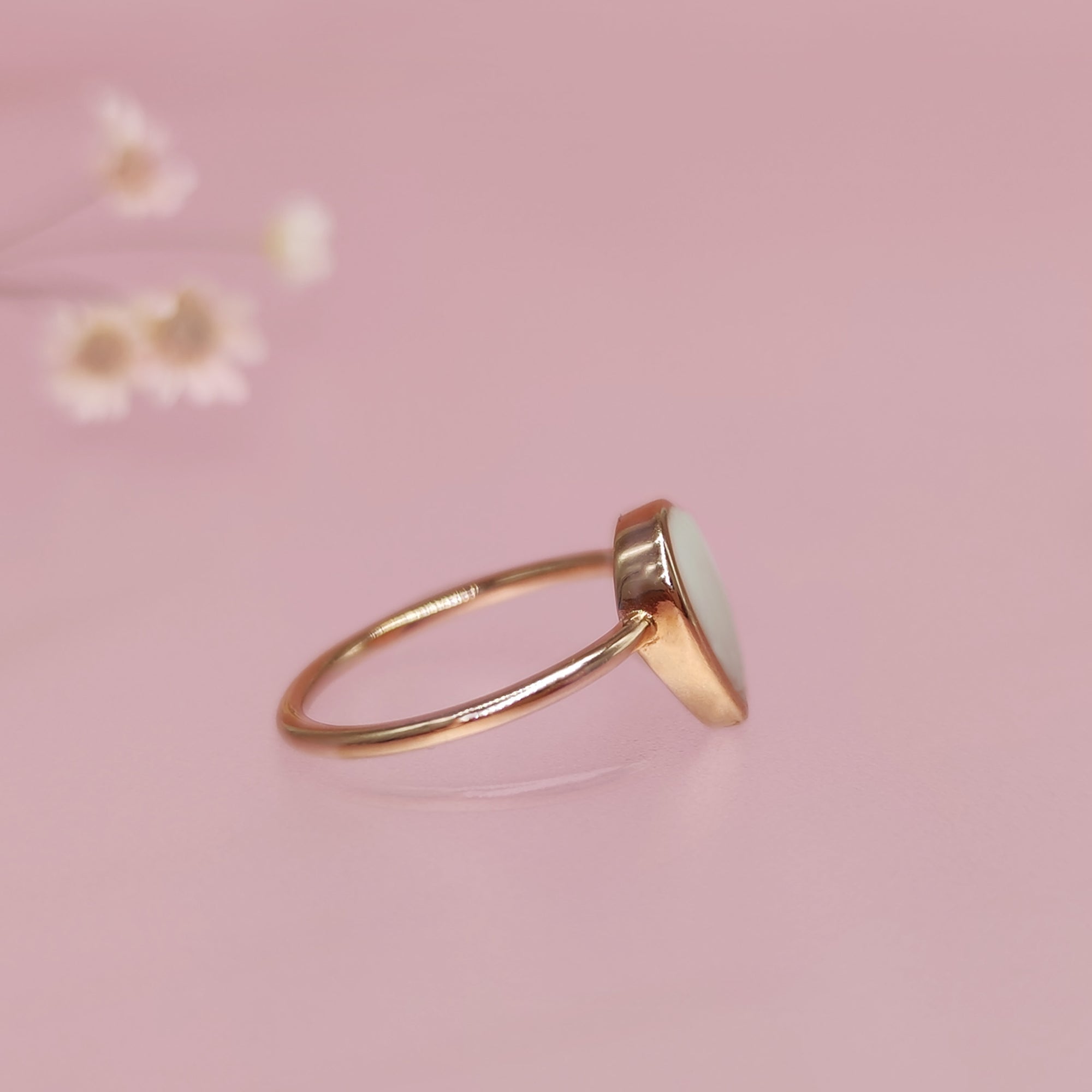 Handcrafted Teardrop Pet Hair Gold Ring