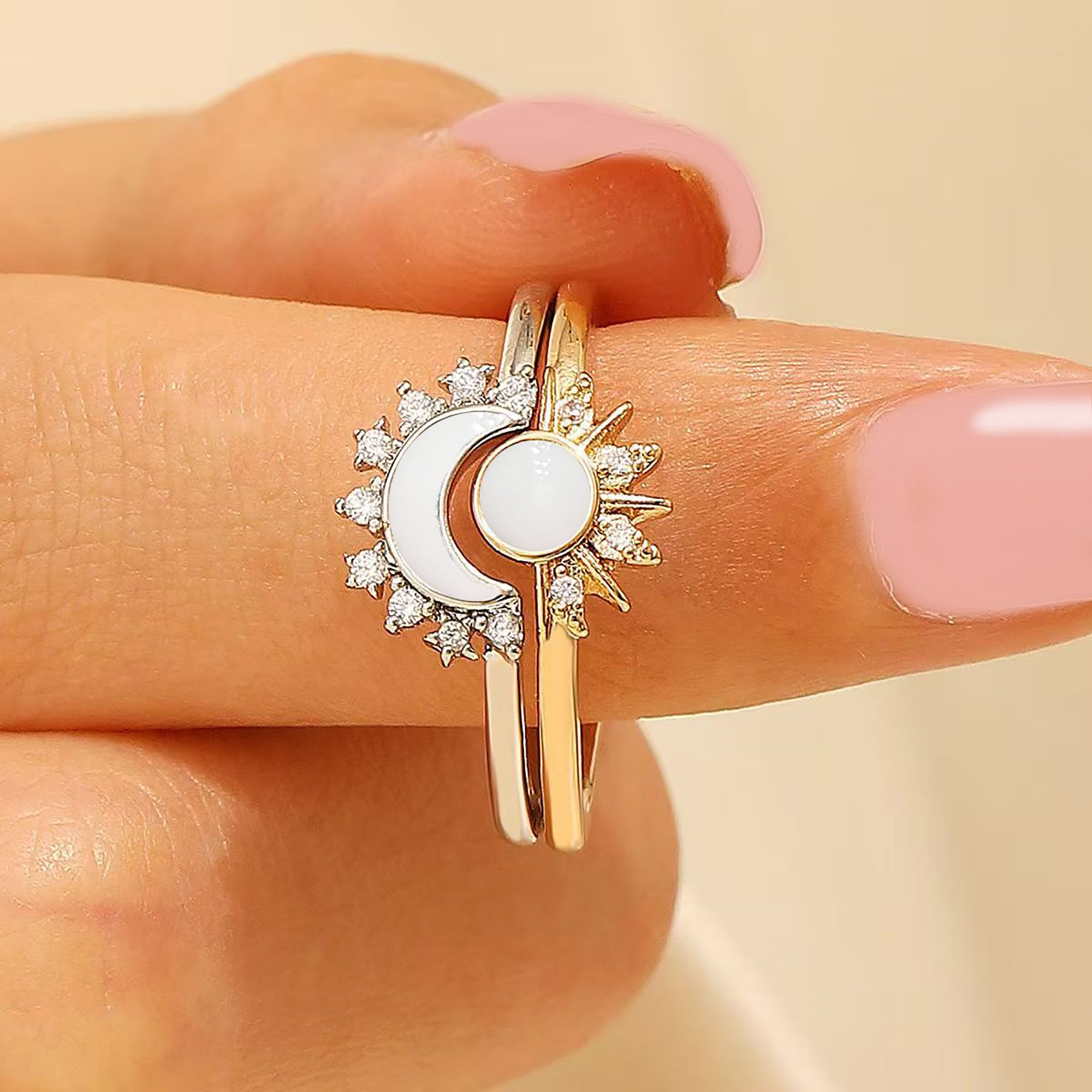 Handcrafted Gold Breastmilk Ring Set - Lunar Radiance