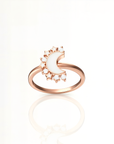 Lunar Radiance: Solid Gold Marquise Breastmilk Ring Set