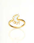 Lunar Radiance: Solid Gold Marquise Breastmilk Ring Set
