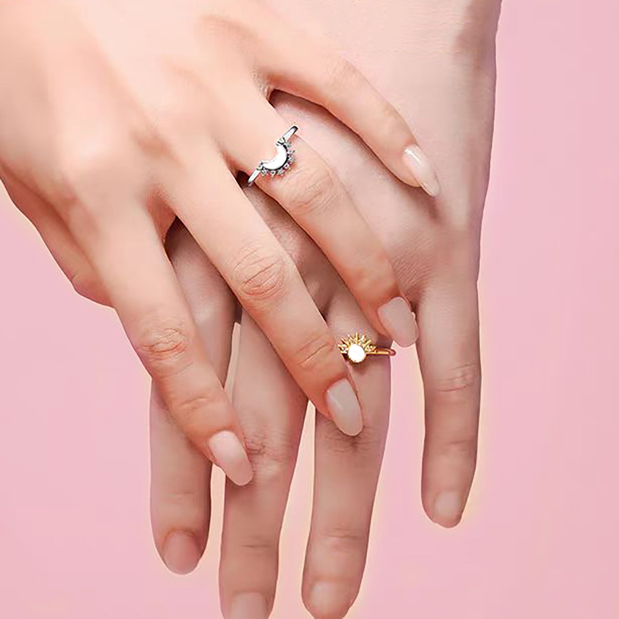 Handcrafted Gold Breastmilk Ring Set - Lunar Radiance