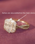 Regal Bloom: Anillo de moissanita con corte Asscher y cenizas