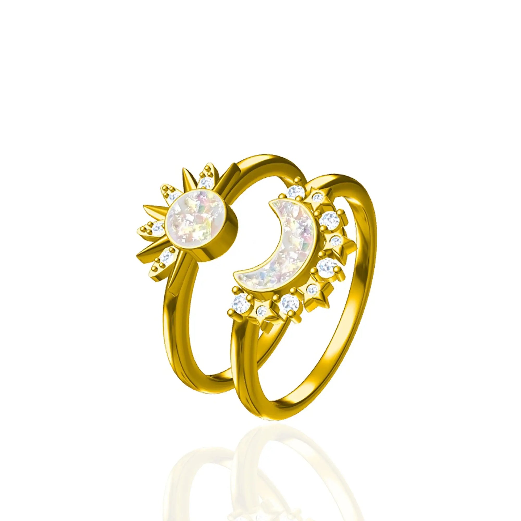 Lunar Radiance: Ashes Ring silver-gold-ashes-ring set拥日之月