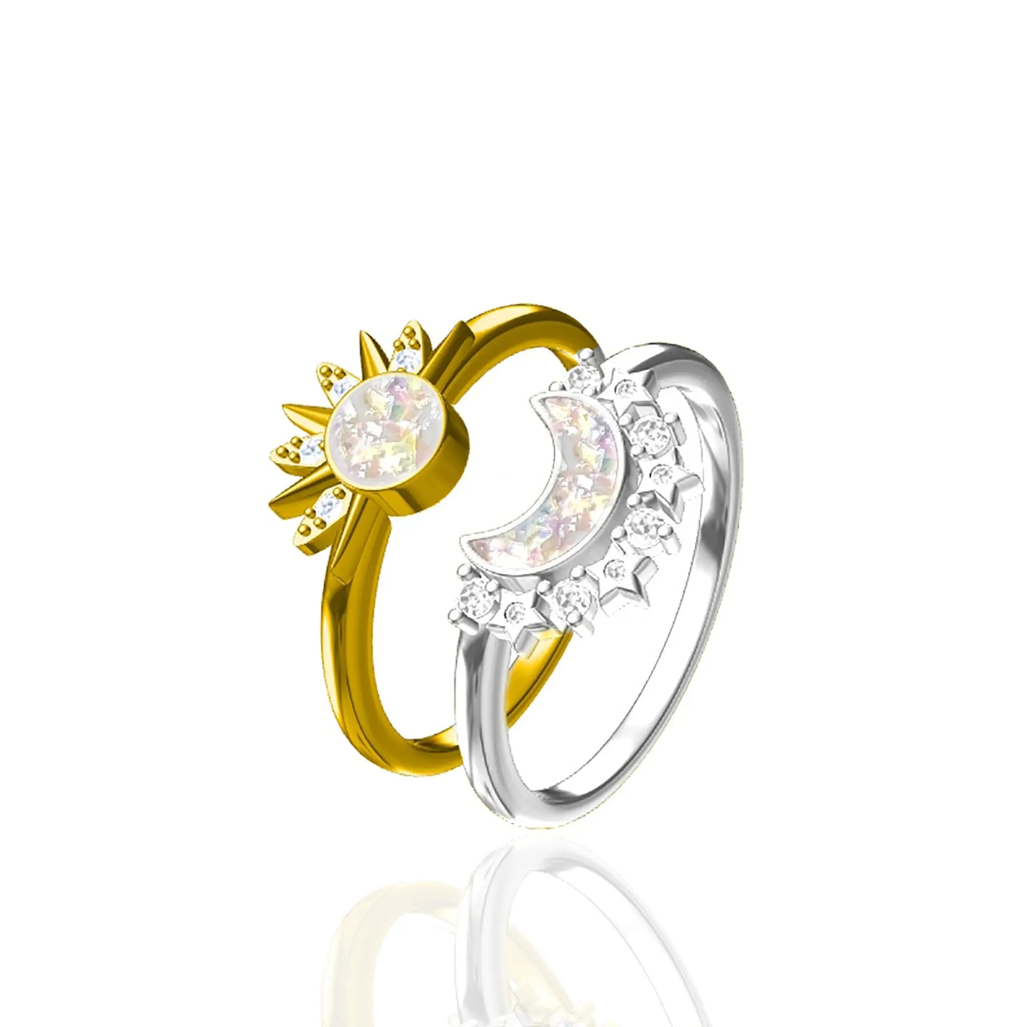 Lunar Radiance: Ashes Ring silver-gold-ashes-ring set拥日之月