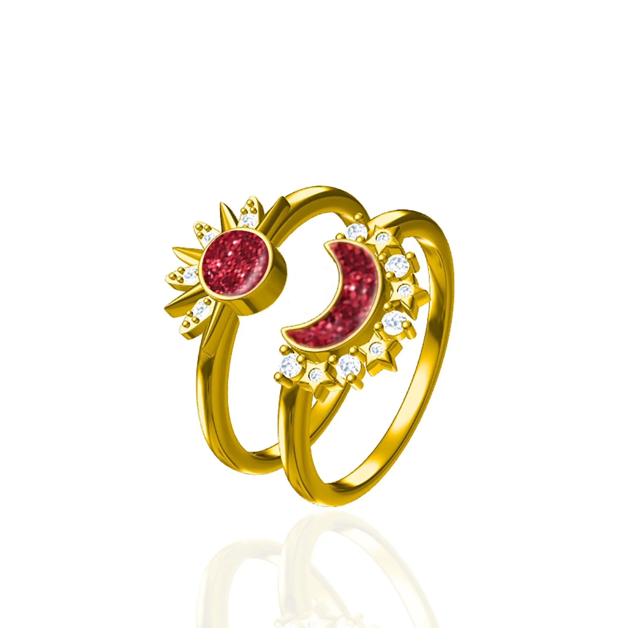 Lunar Radiance: Ashes Ring silver-gold-ashes-ring set拥日之月