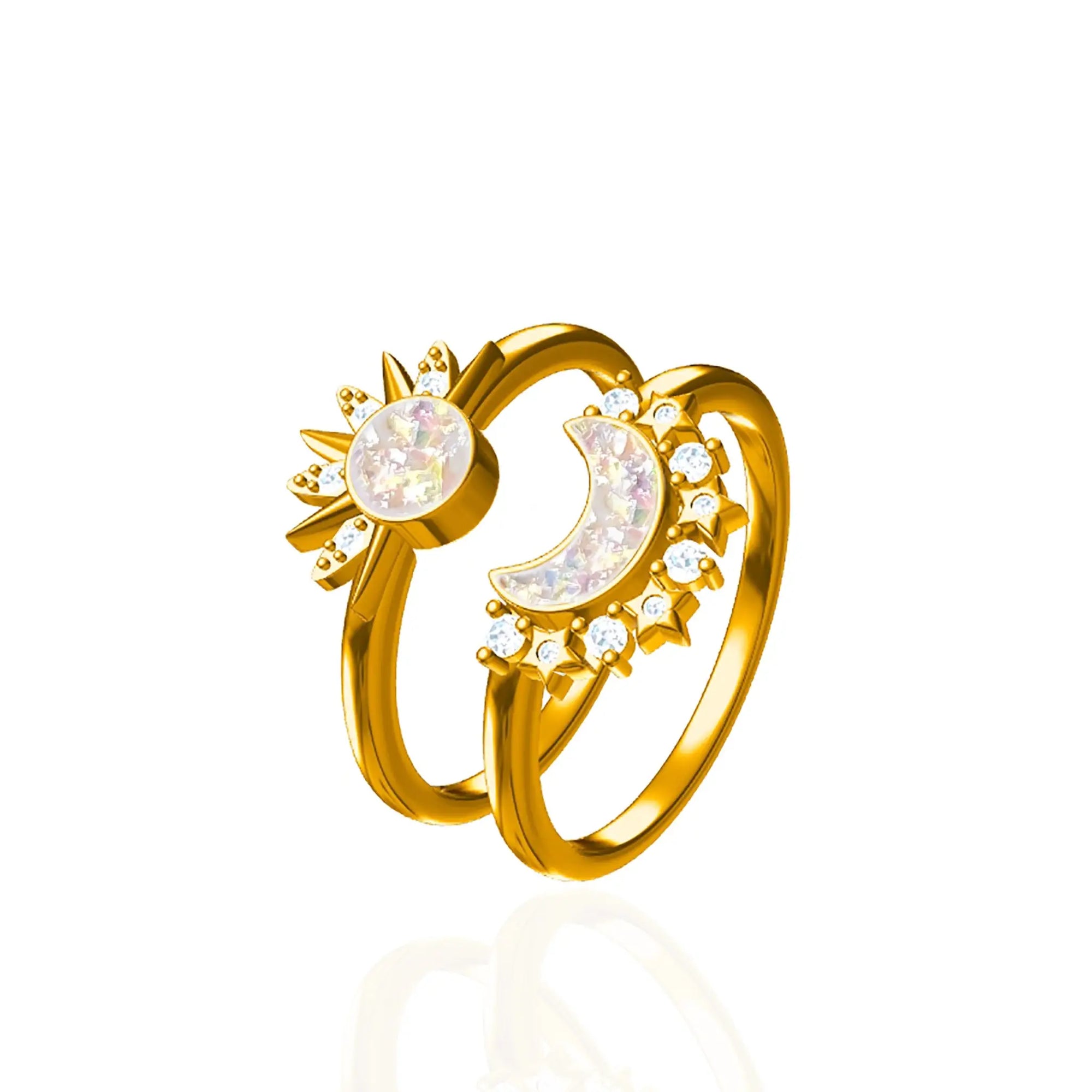 Lunar Radiance: Ashes Ring silver-gold-ashes-ring set拥日之月