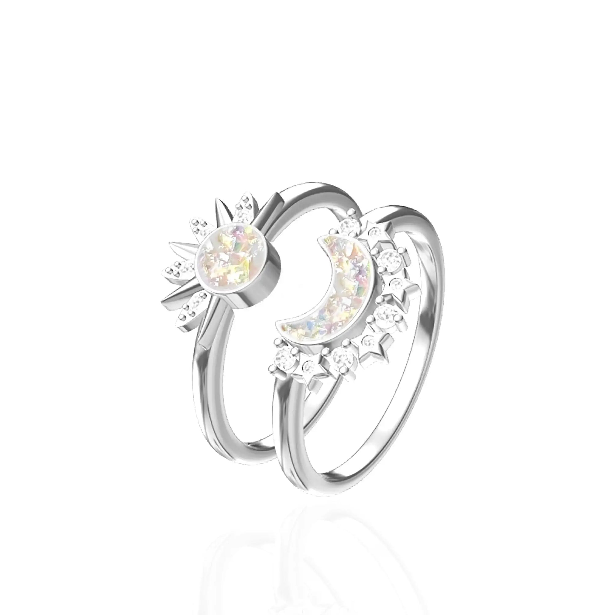 Lunar Radiance: Ashes Ring silver-gold-ashes-ring set拥日之月