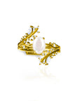 Moonlit Grove: Solid Gold Marquise Breastmilk Ring