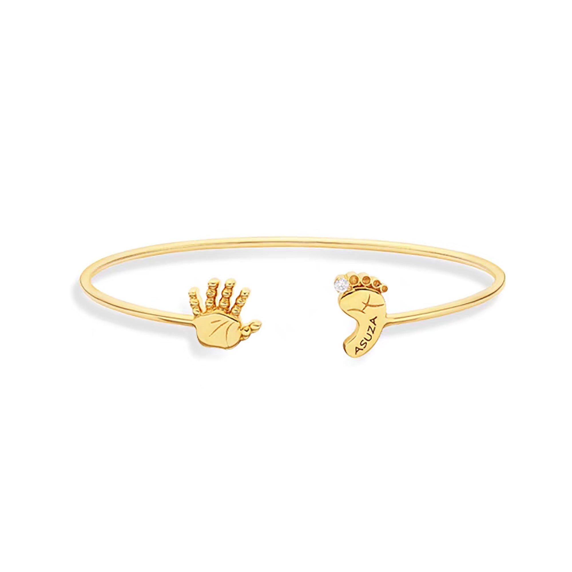 Elegant Pathway: Solid Gold Footprint Bracelet