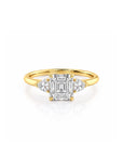 Luminous Grace: Elegant Asscher Three Stone Ring Lab-Grown Diamond Ring
