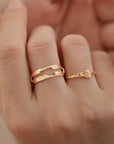 Sparkle Symphony: Solid Gold Footprint Ring Set