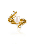 Moonlit Grove: Solid Gold Marquise Breastmilk Ring