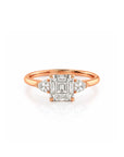 Luminous Grace: Elegant Asscher Three Stone Ring Lab-Grown Diamond Ring