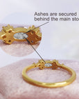 RhombicRadiance:Ashes Cubic Zirconia Ring, Pet Ashes Memorial Jewelry, Cremation Ashes Ring, Ashes Keepsake Ring