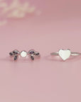 Whispering Heartleaf: Solid Gold Breastmilk Ring set