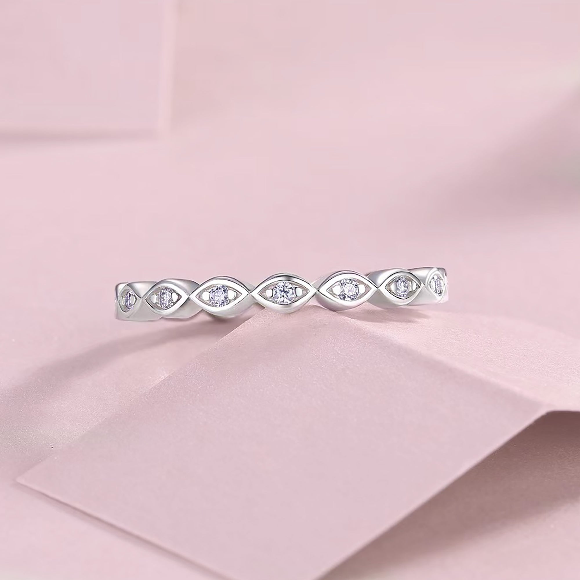 Lace of Legacy : Full Band Birthstone Stackable Moissanite Ashes Ring