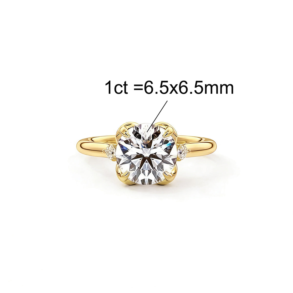 Luminous Bloom: Elegant Round Three Stones Setting Ring Lab-Grown Diamond Ring
