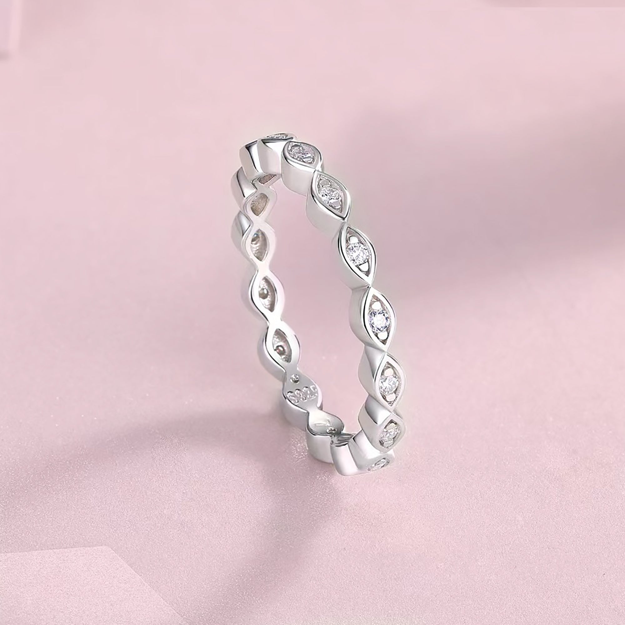 Lace of Legacy : Full Band Birthstone Stackable Moissanite Ashes Ring