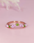 CelestialEmbrace: Solid Gold Stackable Birthstone Pregnancy Test Ring