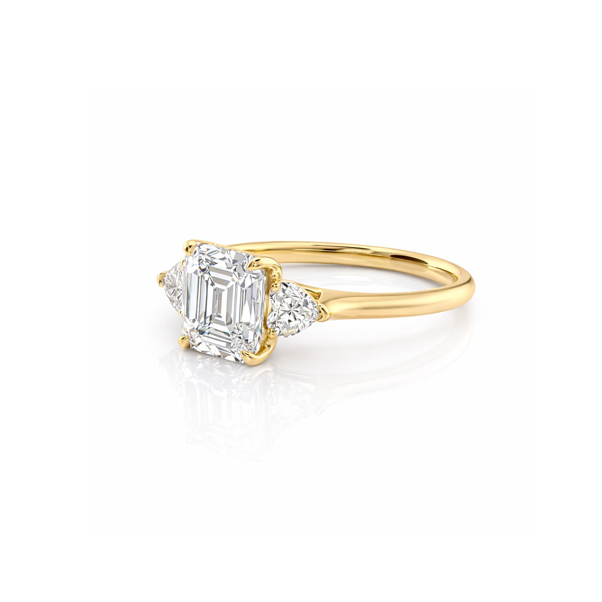 Luminous Grace: Elegant Asscher Three Stone Ring Lab-Grown Diamond Ring