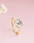 Luminous Bloom: Elegant Round Three Stones Setting Ring Lab-Grown Diamond Ring
