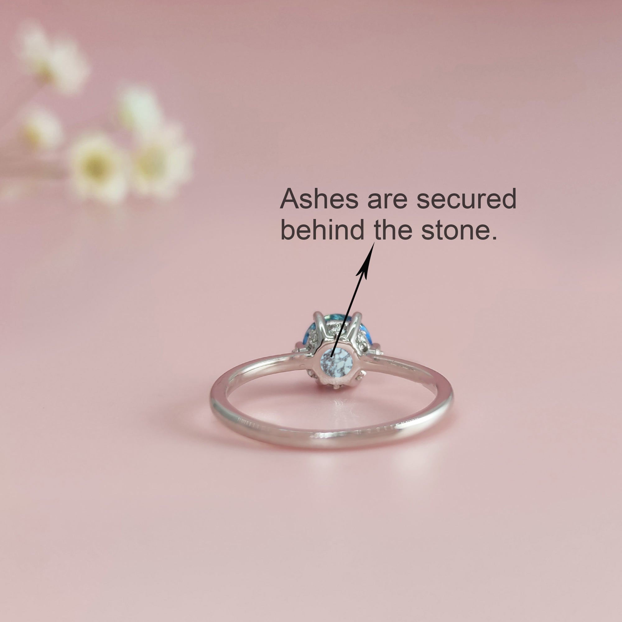 Ember of Presence: Round Cut Moissanite Ashes Ring