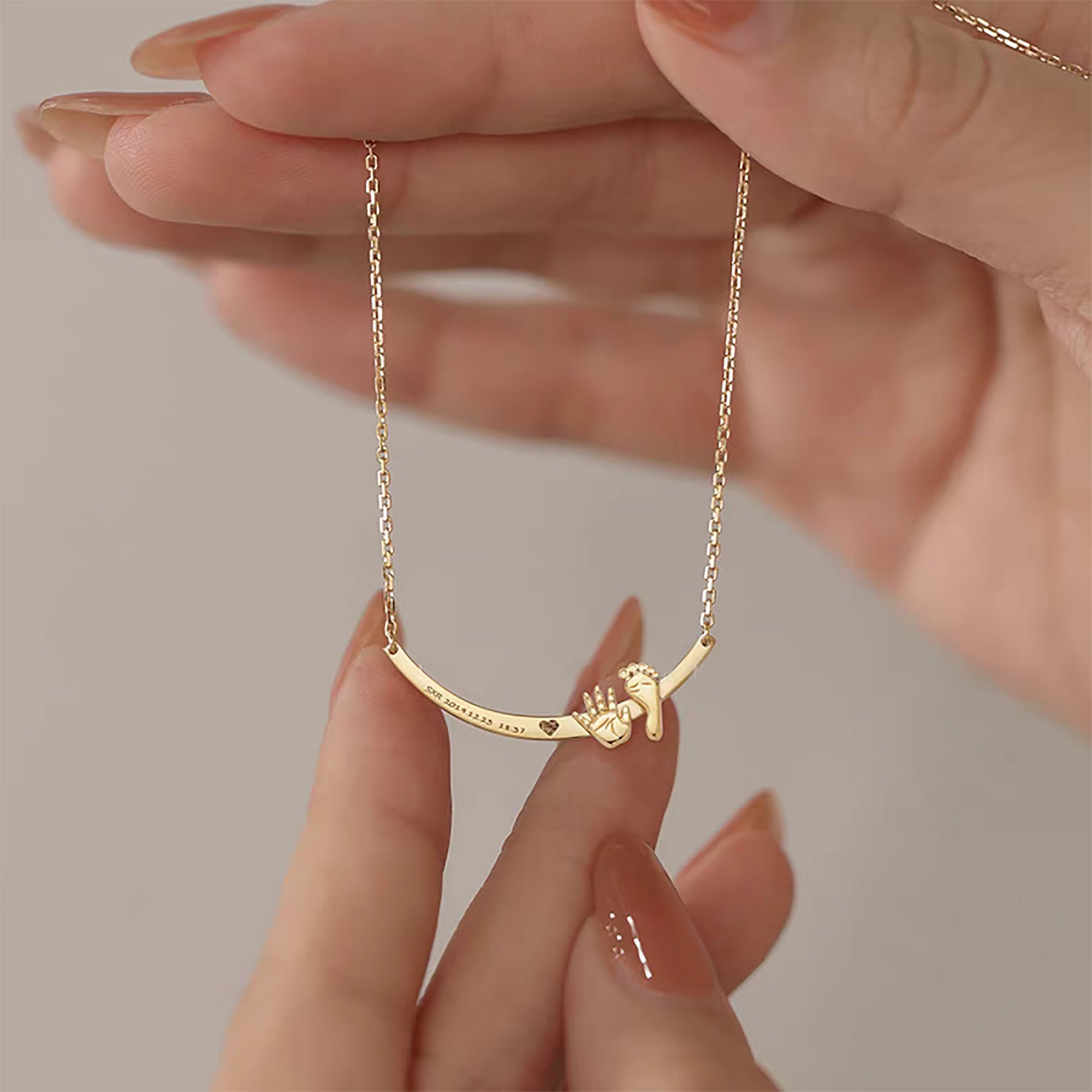 Bonding Prints: Solid Gold Footprint Necklace