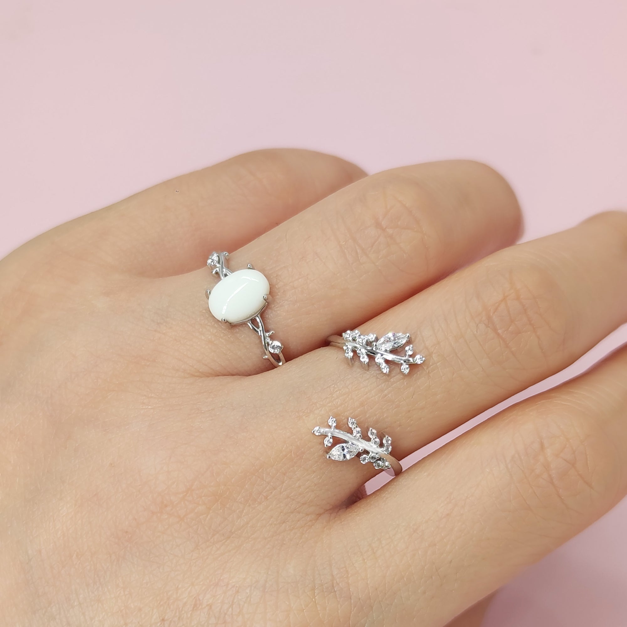 Moonlit Grove: Solid Gold Marquise Breastmilk Ring