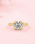 Luminous Bloom: Elegant Round Three Stones Setting Ring Lab-Grown Diamond Ring