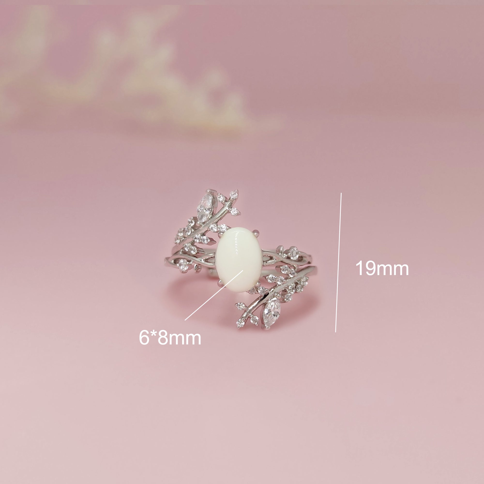 Moonlit Grove: Solid Gold Marquise Breastmilk Ring