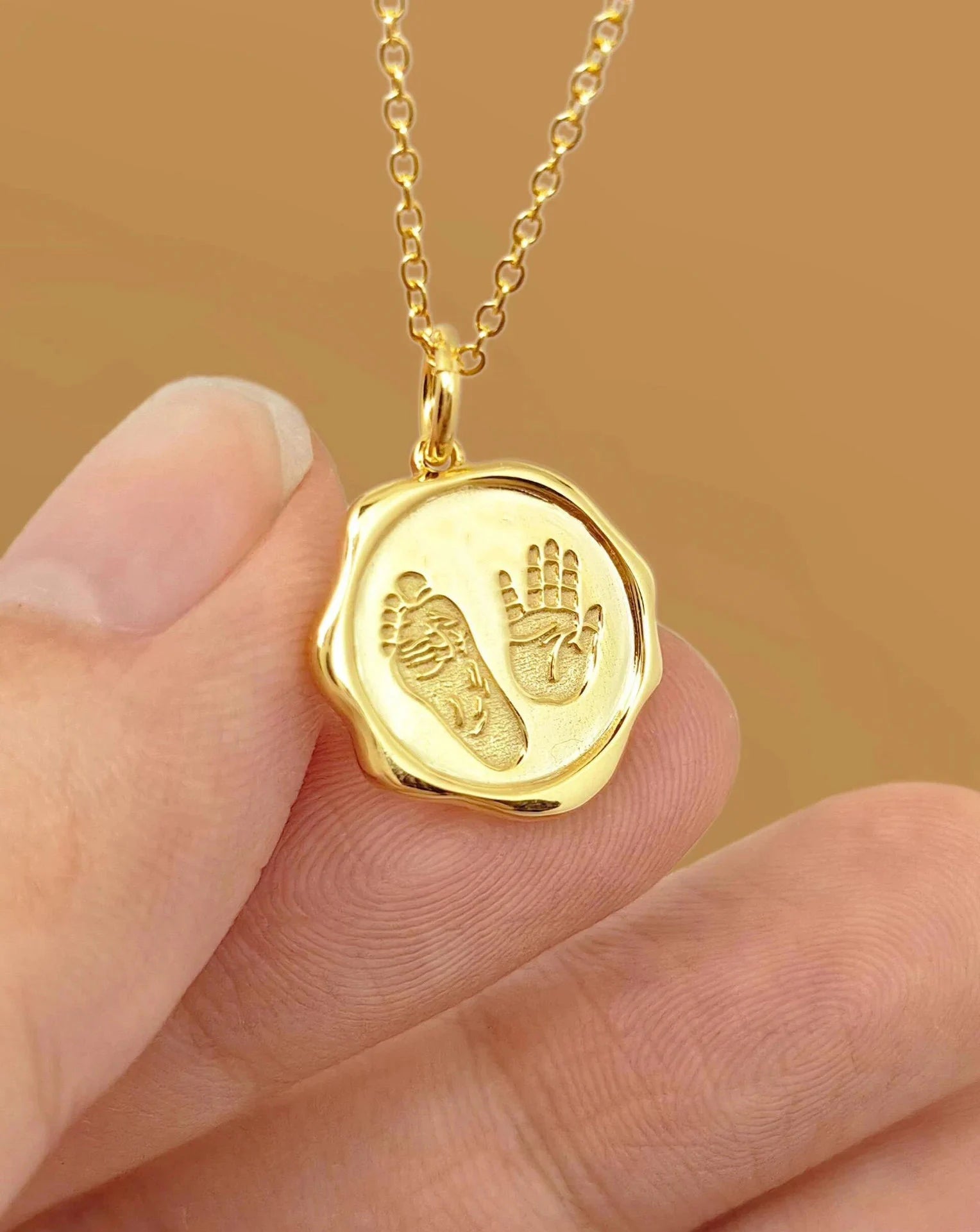 Ethereal Imprint: Solid Gold Footprint Necklace
