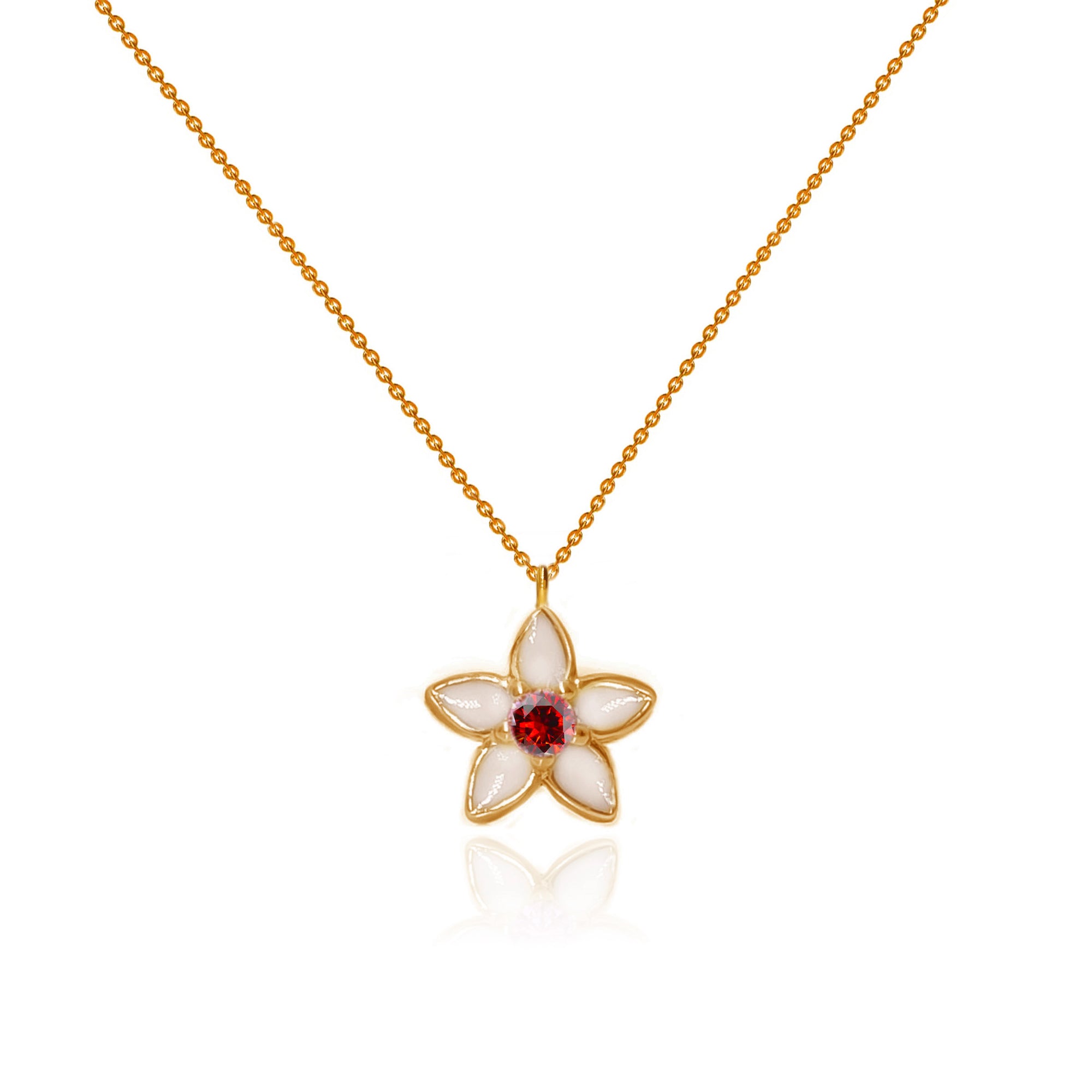 MilkBlossom: Solid Gold Birthstone Breast Milk Necklace