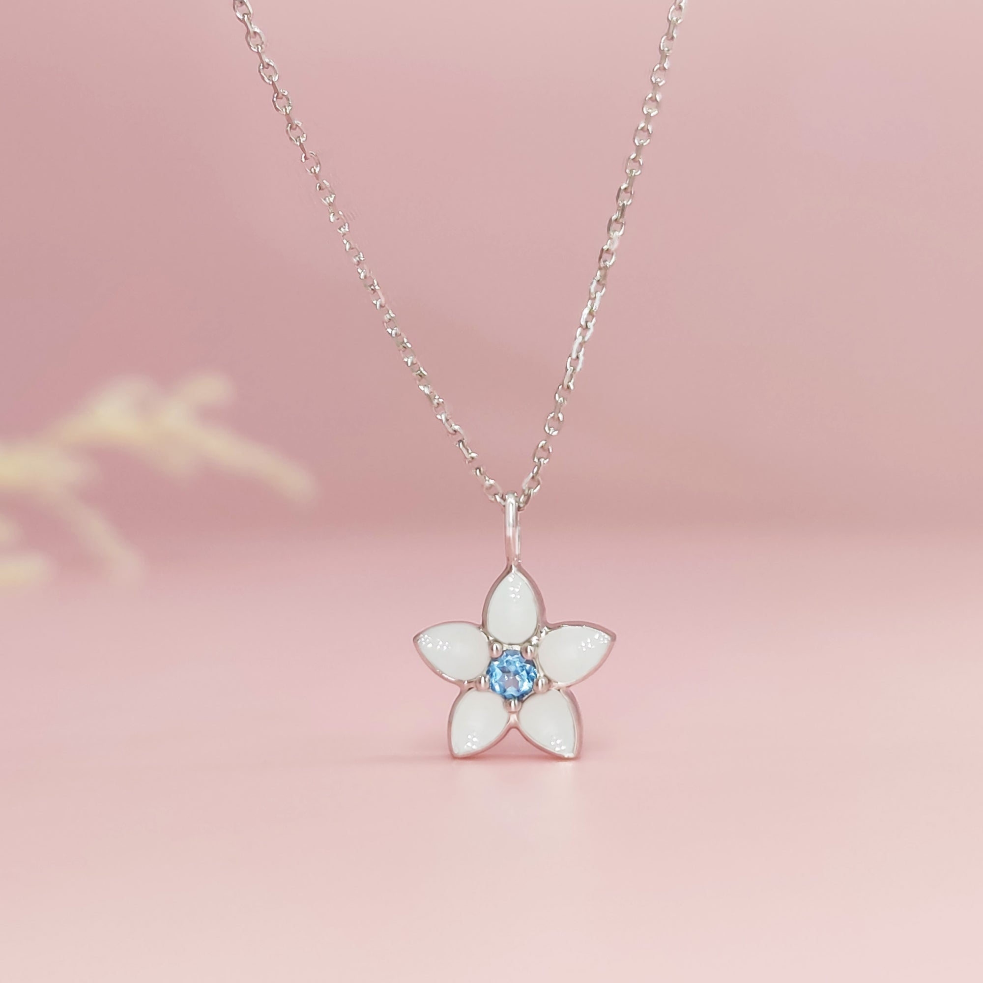 MilkBlossom: Solid Gold Birthstone Breast Milk Necklace