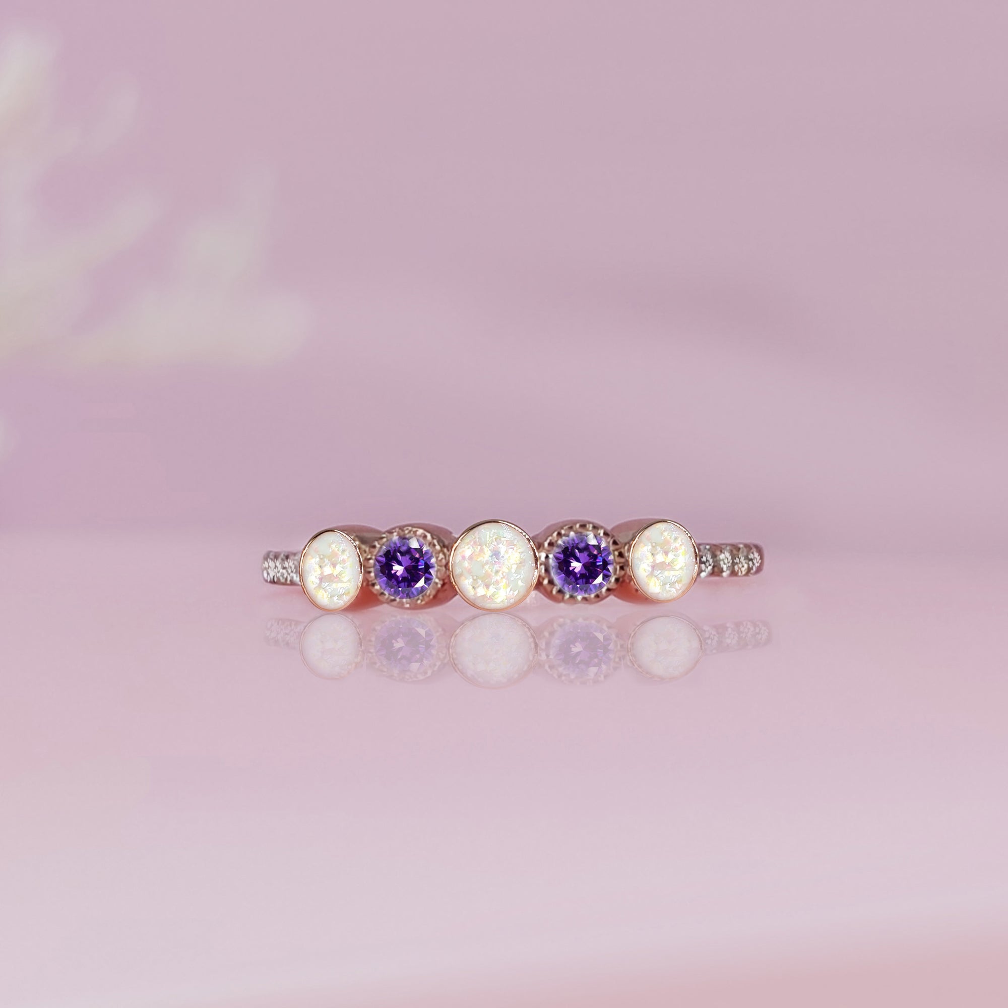AhesMemento: Gold Stackable Birthstone Ashes Ring