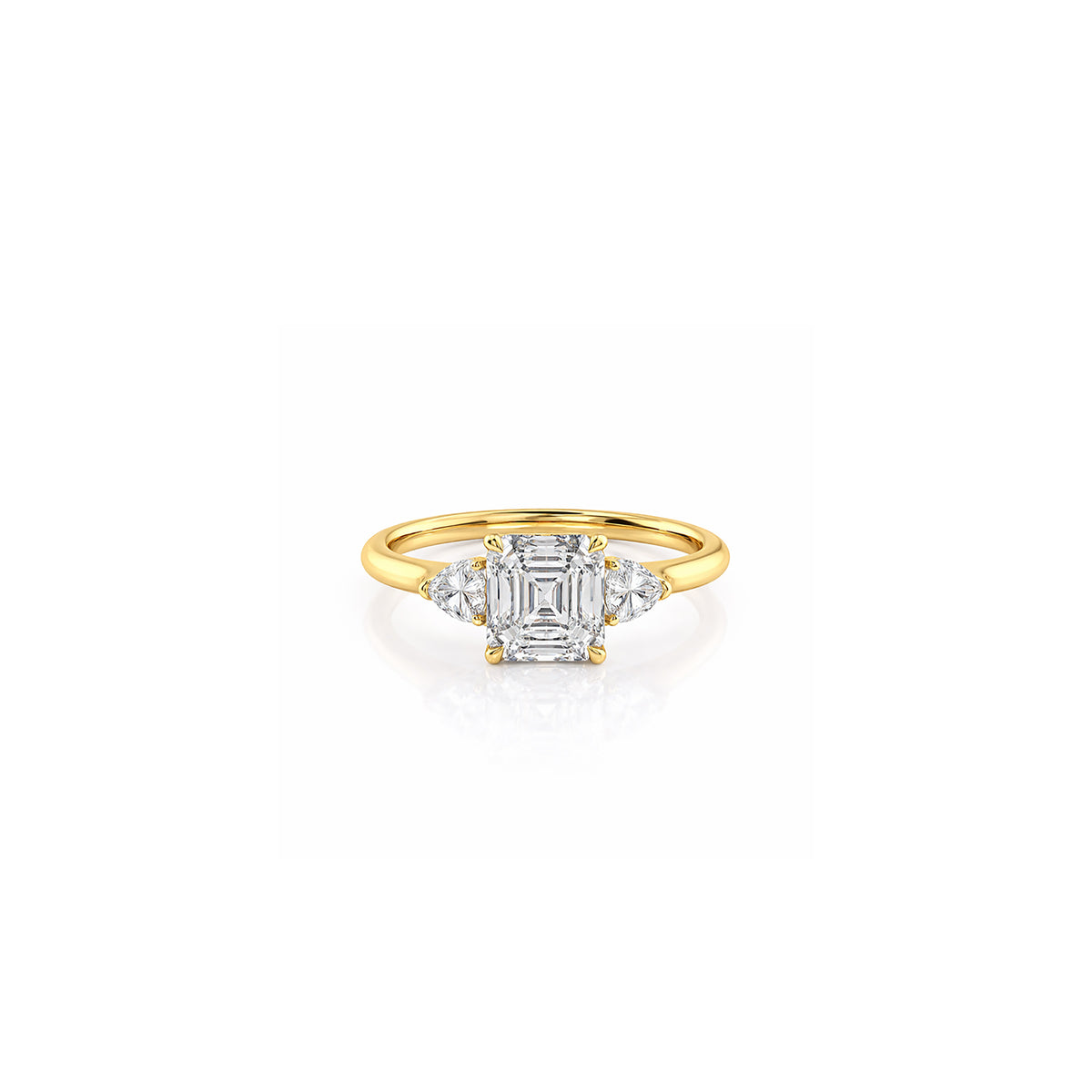Luminous Grace: Elegant Asscher Three Stone Ring Lab-Grown Diamond Ring