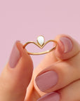 TenderDrop: V Shaped Teardrop Breastmilk Gold Ring