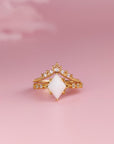 Celestial Whisper: Solid Gold Breastmilk Ring set